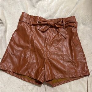 SHEIN High Waist Brown Shorts with Chic Bow